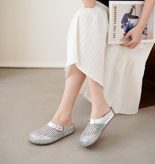 【夏季新款】西村名物2025年夏季新款舒适平底包头后空拖鞋T25AH16381 商品图1