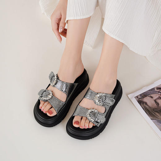 【夏季新款】西村名物2025年夏季新款舒适平底包脚露趾后空拖鞋T25BJ20861 商品图3