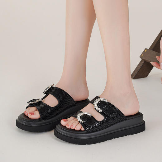 【夏季新款】西村名物2025年夏季新款舒适平底包脚露趾后空拖鞋T25BJ20861 商品图1