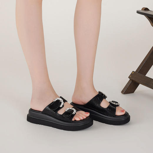 【夏季新款】西村名物2025年夏季新款舒适平底包脚露趾后空拖鞋T25BJ20861 商品图6