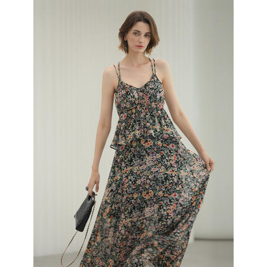 COCOBELLA度假风假两件碎花吊带裙夏女人味大摆连衣裙FR3226 商品图1