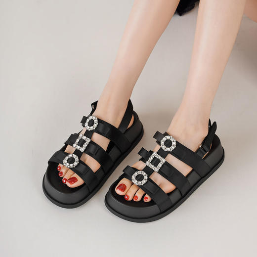 【夏季新款】西村名物2025年夏季新款舒适平底防滑跟脚罗马凉鞋T25BG21021 商品图2