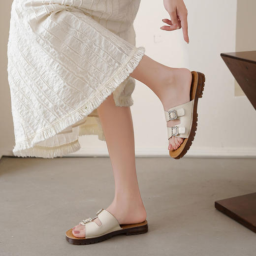 【夏季新款】西村名物2025年夏季新款舒适平底包脚露趾后空拖鞋T25BJ20741 商品图5