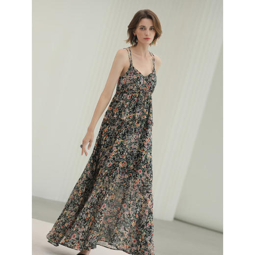 COCOBELLA度假风假两件碎花吊带裙夏女人味大摆连衣裙FR3226 商品图2