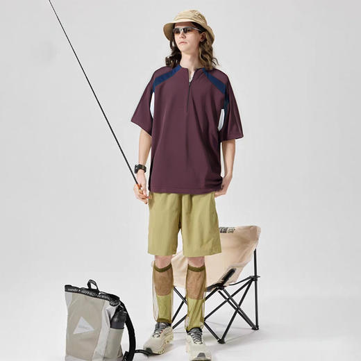 穹迹SKYTREK  迪桑山系户外功能拼接情侣短袖T恤iz-90509 商品图2