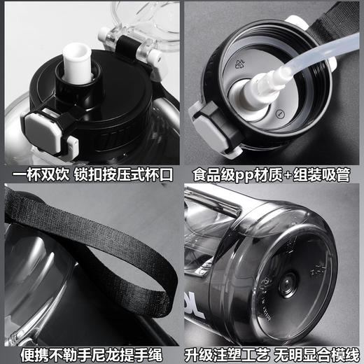 【夏日续航神器🔥】超大容量运动水壶💧2600ML巨能装！防摔耐高温，健身房&户外必备   食品级耐高温塑料吸管水杯 商品图2