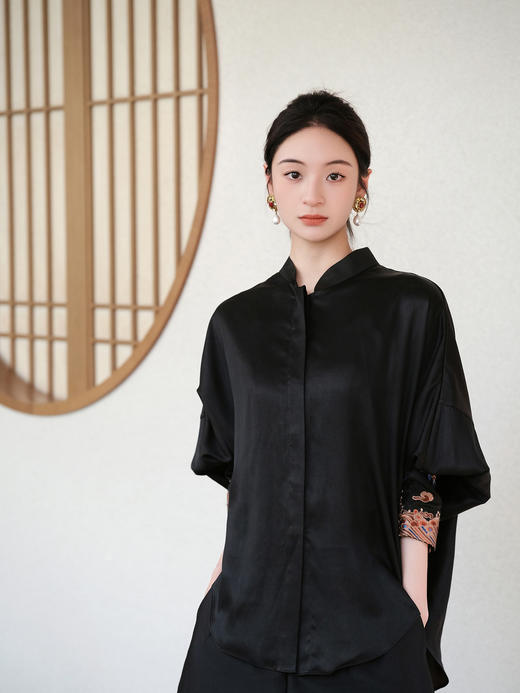 瑕疵|盛唐婧 |真丝新中式绣花衬衫 商品图1