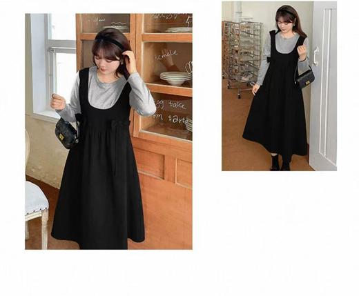 参与8折活动！ 超级福利【诗铭洛可】2026W899连衣裙蝴蝶结假两件长袖裙子 商品图1