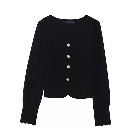 超值购【诗铭洛可】W738蕾丝衫长袖V领小衫B7-3 商品图1