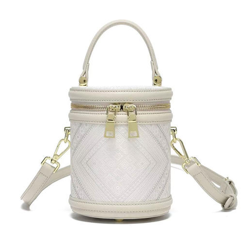 壮锦-素白发财桶包 商品图0