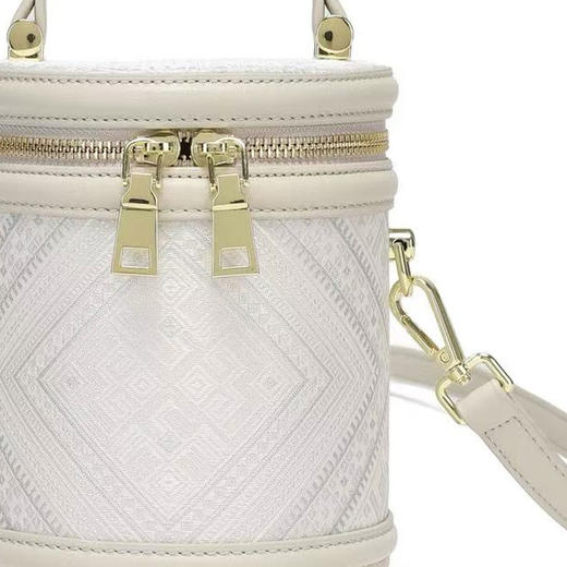 壮锦-素白发财桶包 商品图1