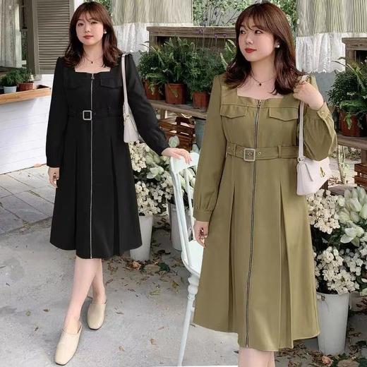 【诗铭洛可】XC7689 连衣裙拉链款方领长袖裙 商品图1