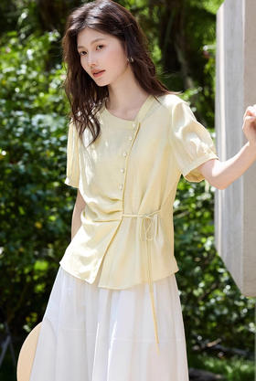 肌理显瘦系带衬衫