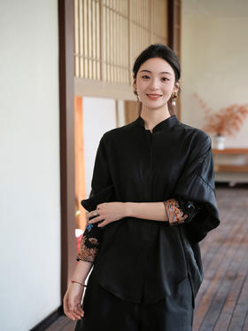 瑕疵|盛唐婧 |真丝新中式绣花衬衫