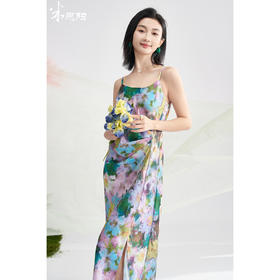 复古油画风吊带 米思阳2025夏季新款时尚连衣裙设计感捏褶显瘦裙子1529