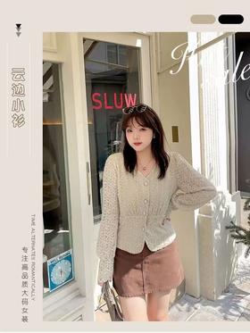 超值购【诗铭洛可】W738蕾丝衫长袖V领小衫B7-3