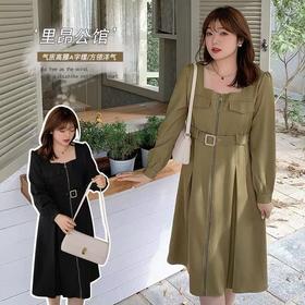 【诗铭洛可】XC7689 连衣裙拉链款方领长袖裙