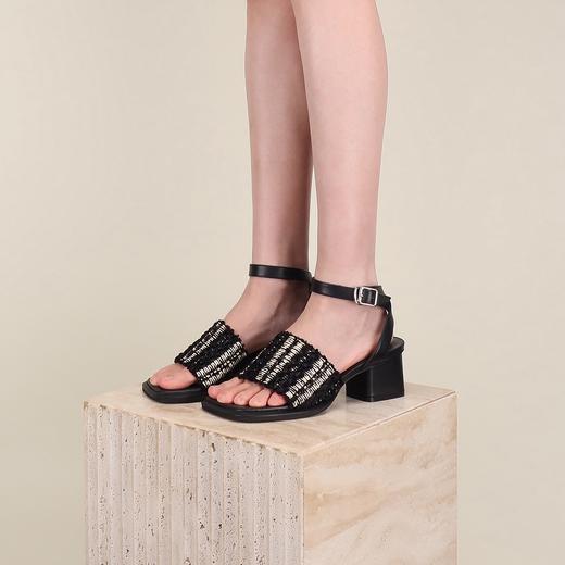直述NOMORELIE 中跟编织带凉鞋 商品图0