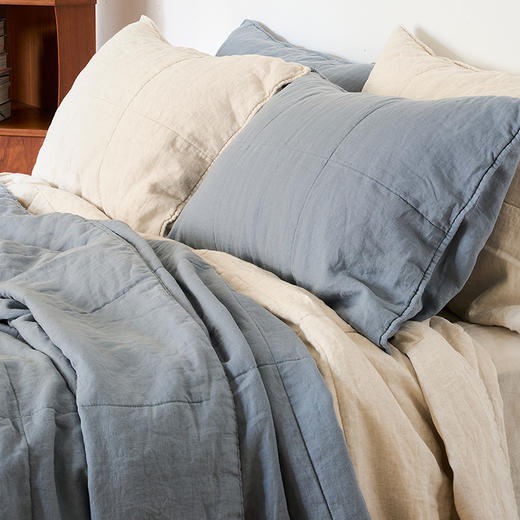 伽罗生活可水洗纯色宽格亚麻被子法国雨露麻夏凉被空调被薄被盖毯 商品图2