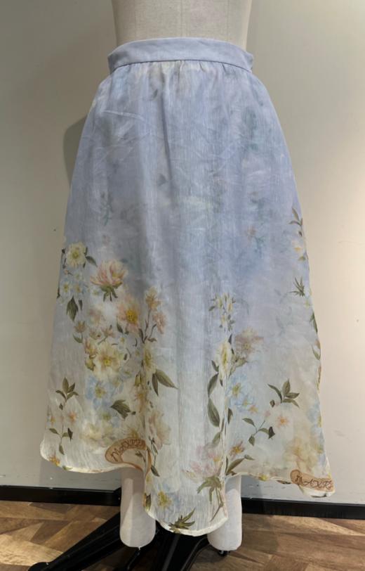 海盐蓝立体花朵半裙立体手工花朵收腰散摆(货号:MF86SK004B0001) 商品图2