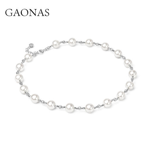 GAONAS  时尚百搭10mm白色珠项链11447XW 商品图1