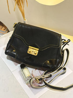 LV 苏哈里 中古 黑色 山羊皮 斜挎包