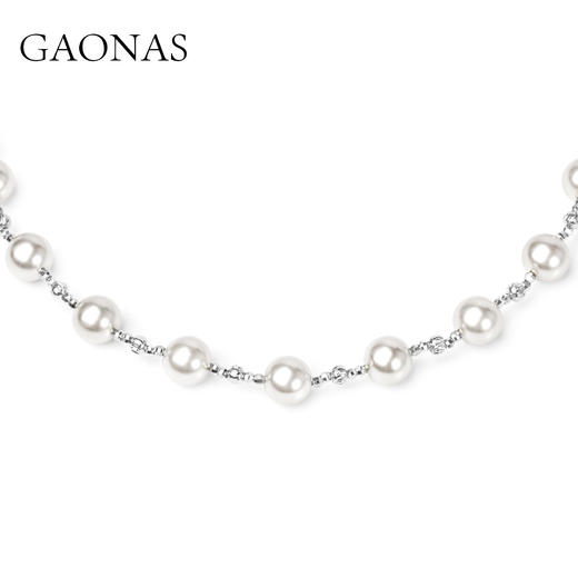 GAONAS  时尚百搭10mm白色珠项链11447XW 商品图2