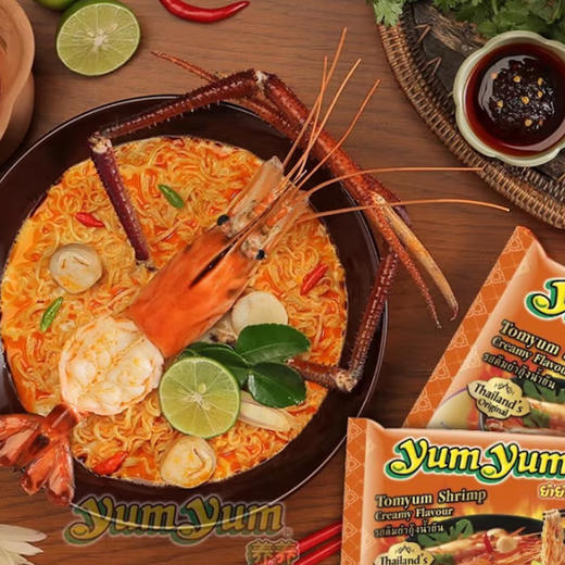 泰国进口养养牌泰式香辣海鲜味丨泰式青咖喱味丨酸辣虾味丨酸辣虾味浓汤面350g/袋 商品图2