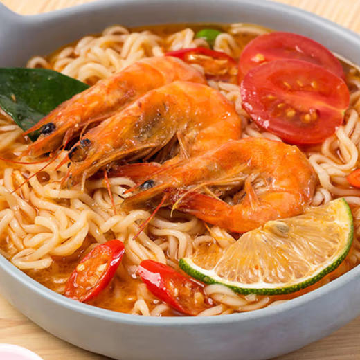 泰国进口养养牌泰式香辣海鲜味丨泰式青咖喱味丨酸辣虾味丨酸辣虾味浓汤面350g/袋 商品图4