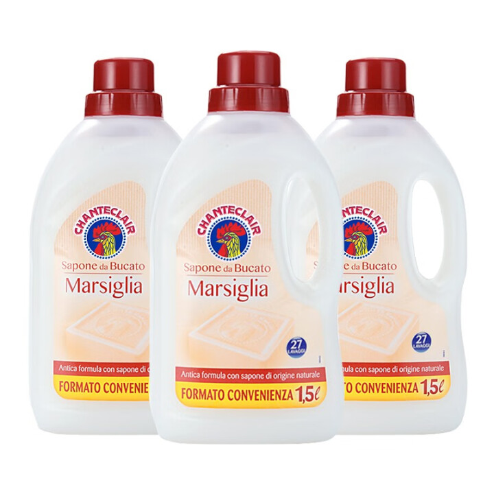 【3瓶装】大公鸡管家洗衣液马赛香1.5L*3瓶/112366*3 植物萃取去污力强 新疆西藏港澳台不发货