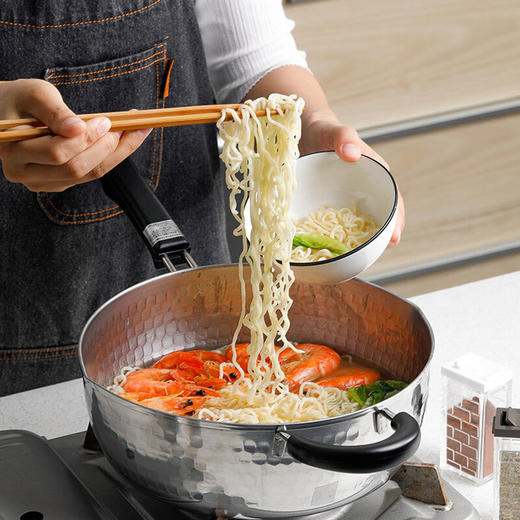 YOSHIKAWA 日本进口吉川雪平锅 不锈钢锅汤锅奶锅泡面煮面油炸锅树脂手柄24cm 商品图1