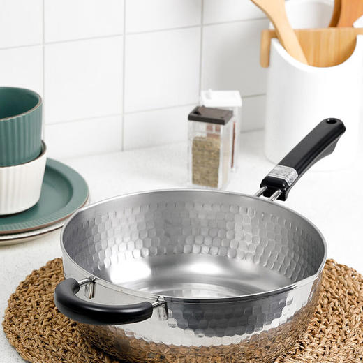 YOSHIKAWA 日本进口吉川雪平锅 不锈钢锅汤锅奶锅泡面煮面油炸锅树脂手柄24cm 商品图6