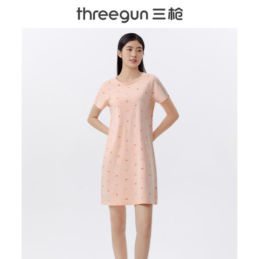 Threegun三枪 【水柔棉】圆领短袖女士家居裙睡裙-70479A011 商品图7