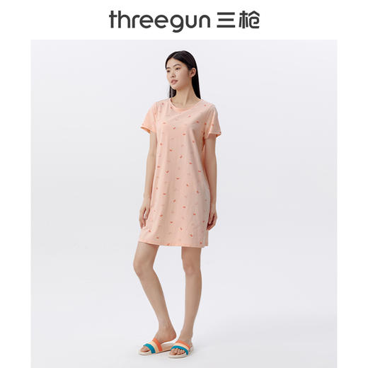 Threegun三枪 【水柔棉】圆领短袖女士家居裙睡裙-70479A011 商品图8
