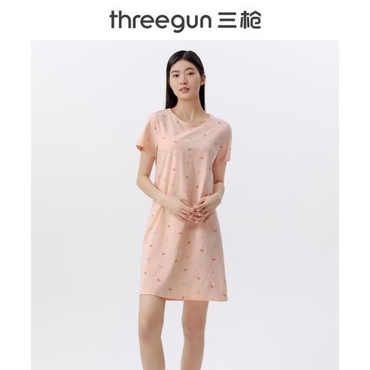 Threegun三枪 【水柔棉】圆领短袖女士家居裙睡裙-70479A011 商品图9