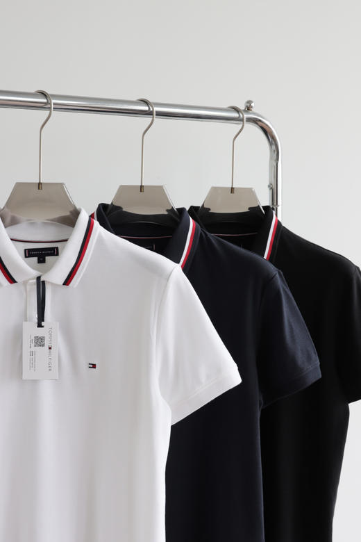 T.H 撞色螺纹领口 小标刺绣 翻领短袖POLO衫 TX523 商品图4