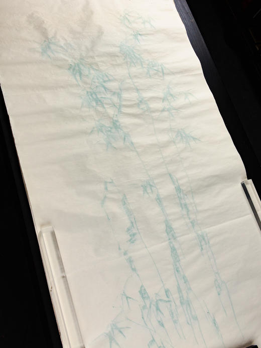 60-70年代上海朵云轩精制木版水印四尺全长大画笺(竹，色标:湖绿) 商品图3