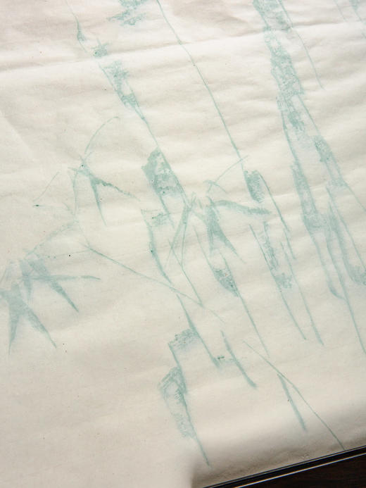 60-70年代上海朵云轩精制木版水印四尺全长大画笺(竹，色标:湖绿) 商品图8