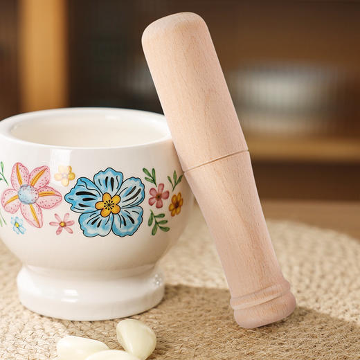 【陶瓷捣蒜器】陶煲王家用环形陶瓷捣蒜器老式厨房神器压蒜泥器高颜值擂钵石臼 商品图9