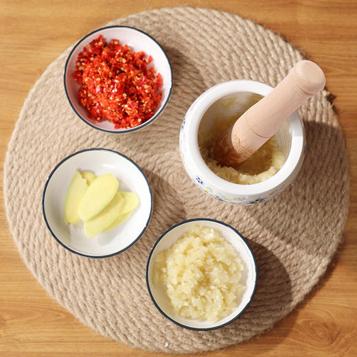 【陶瓷捣蒜器】陶煲王家用环形陶瓷捣蒜器老式厨房神器压蒜泥器高颜值擂钵石臼 商品图3