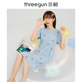 Threegun三枪 【水柔棉】圆领短袖女士家居裙睡裙-70479A011