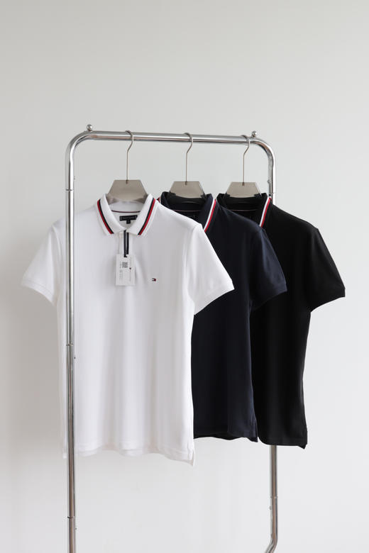 T.H 撞色螺纹领口 小标刺绣 翻领短袖POLO衫 TX523 商品图3