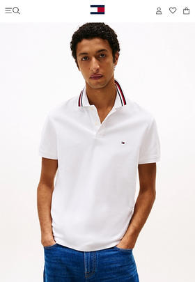 T.H 撞色螺纹领口 小标刺绣 翻领短袖POLO衫 TX523