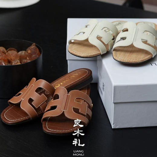 【特价不退不换】良木礼牛皮凉拖鞋（138-18） 商品图0