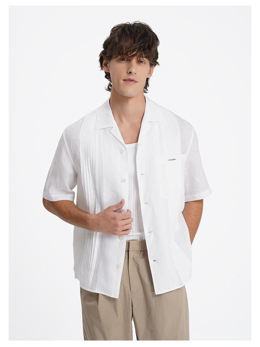 callisto纯净白亚麻休闲衬衫 商品图2