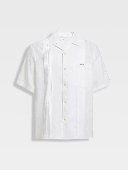 callisto纯净白亚麻休闲衬衫 商品图0