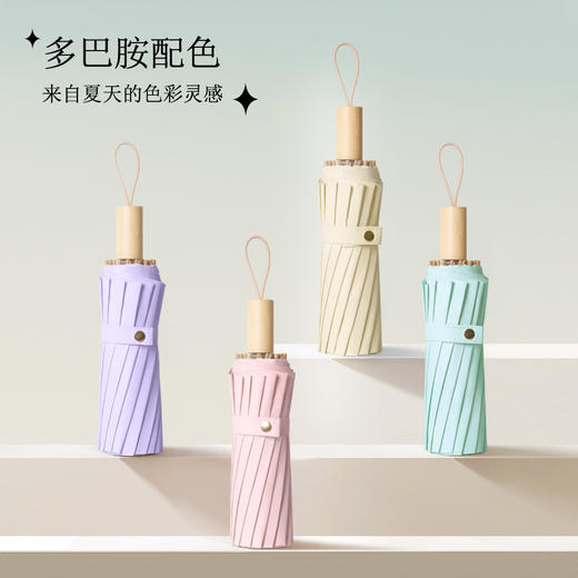 【送同色系手提袋】恒鼎 · 新中式16骨晴雨两用彩胶伞，12色可选，16骨支架，实木手柄，防雨扛风，夏日的诗意雨伞。 商品图5