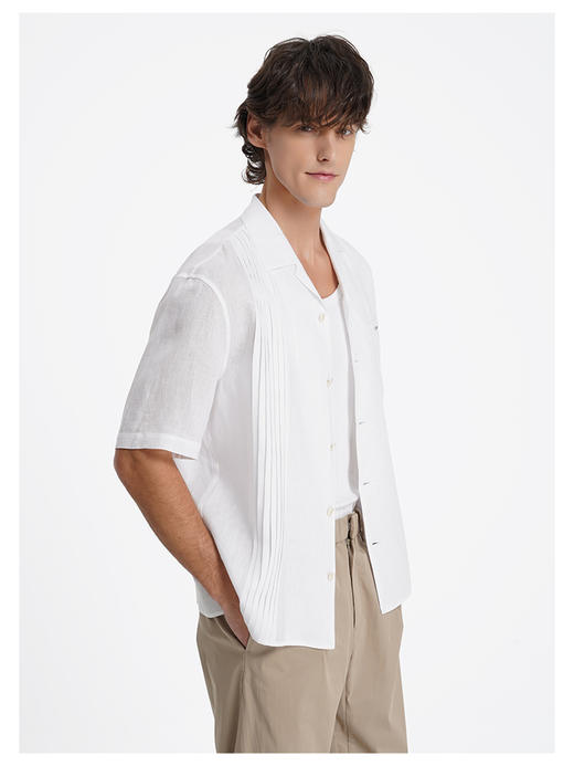 callisto纯净白亚麻休闲衬衫 商品图3