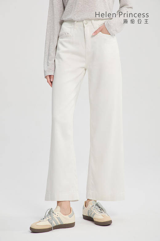 白色牛仔阔腿裤 商品图3