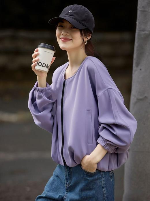 女王节抢购价-不支持退  不支持退货【自营】超值促→粉弟2025秋款新品 紫藤萝色系棒球领外套-喜出 商品图0